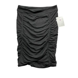 Athleta Twisted Midi Skirt XS NEW‎ w/ Tags Ruched Sides Black Nylon Blend